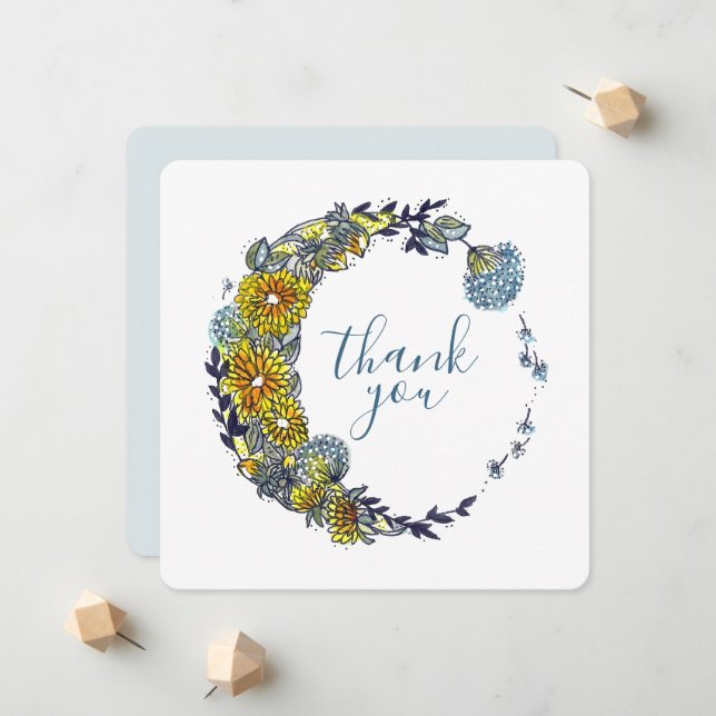 Flower Wreath Thank You Announcement (Front/Back In Situ)