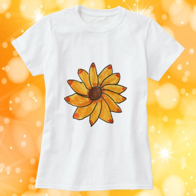 Flower Yellow Hand Drawn Marker Ink T-Shirt (A tshirt with a hand drawn yellow flower)