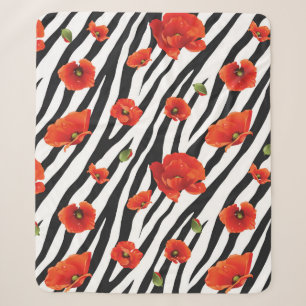 flower zebra seamless pattern sherpa blanket