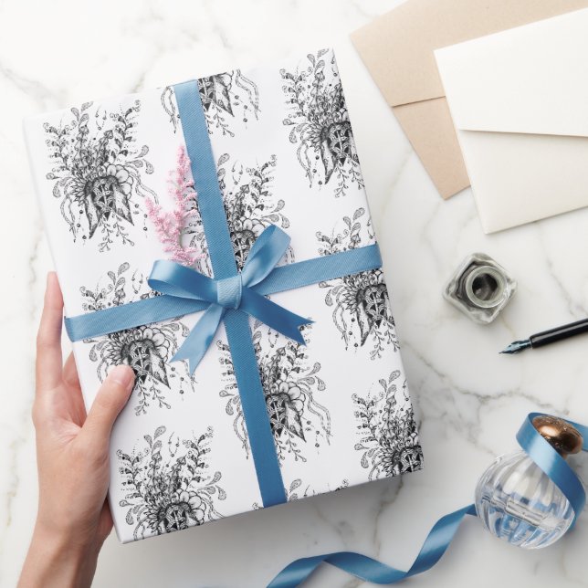 Flower Zen Art, drawn -  Wrapping Paper (Gifting)