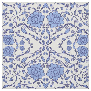 Flowered blue and white fabric