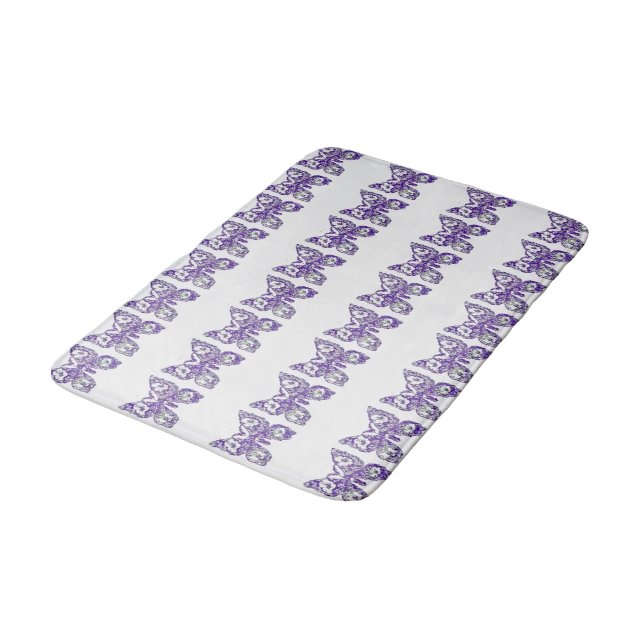 Flowered Butterflies Bath Mat (Angled)