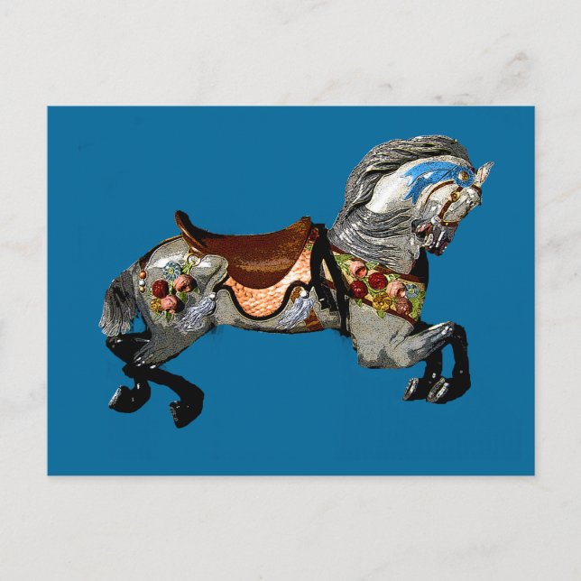 Flowered Carousel Horse gifts & greetings Postcard (Front)