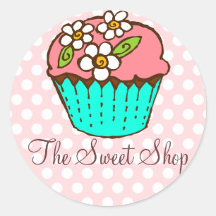 Flowered Cupcake Sticker