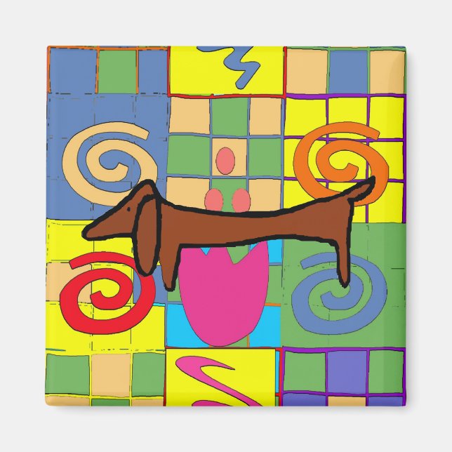 Flowered  Dachshund Magnet (Front)