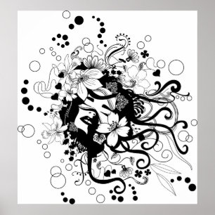 Flowered face poster