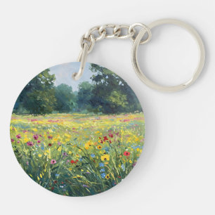 Flowered field key ring