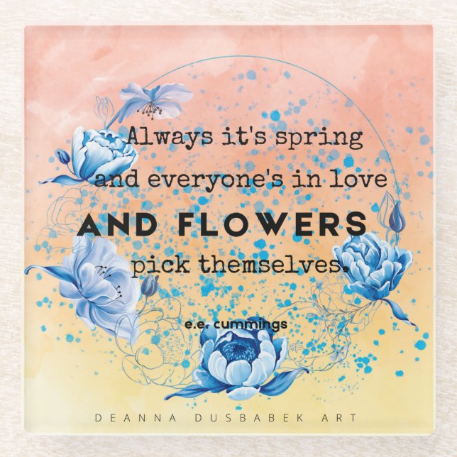 Flowered Glass Coasters (Front)