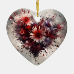 Flowered Heart Ceramic Tree Decoration