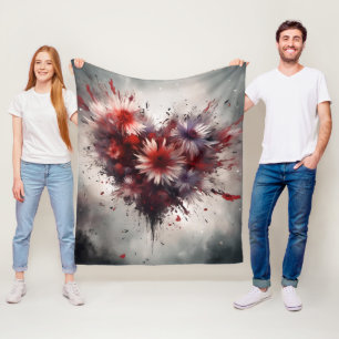 Flowered Heart Fleece Blanket