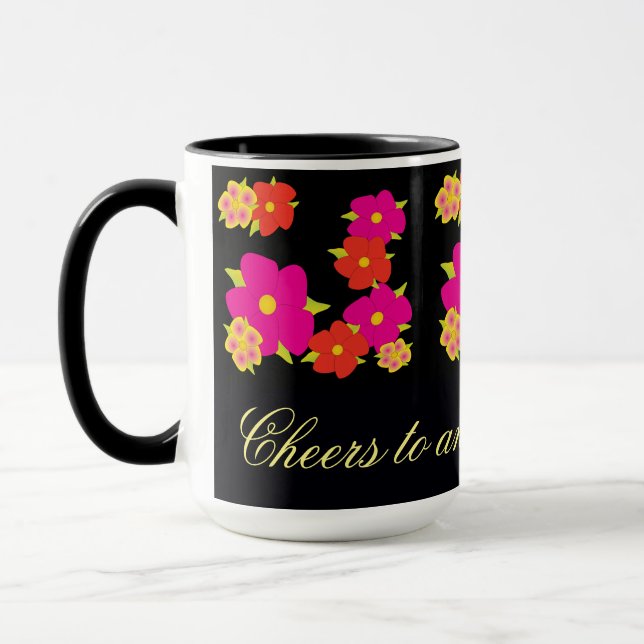 Flowered Mug Cheers To An Amazing Day (Left)