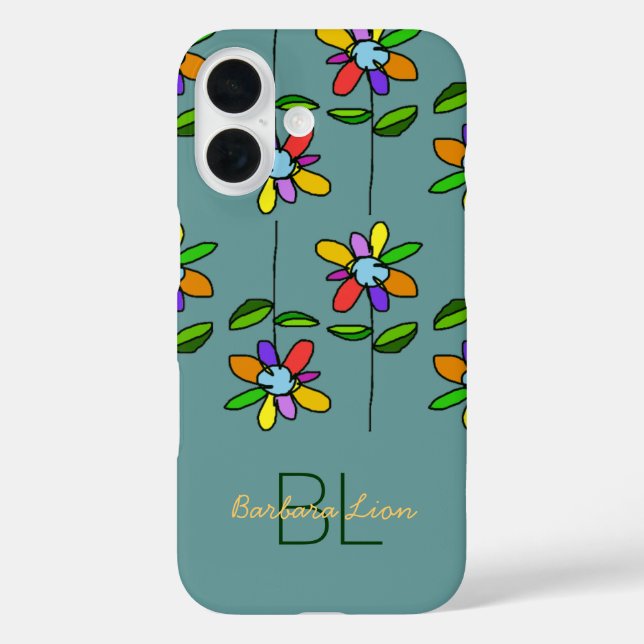flowered on blue personalised Case-Mate iPhone case (Back)
