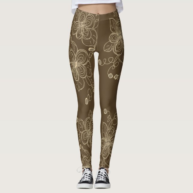 Flowered Patterned Designer Leggings (Front)