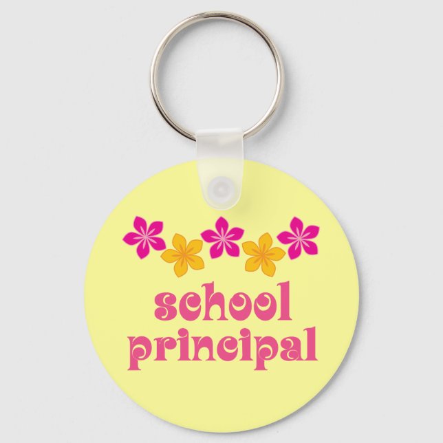 Flowered School Principal Key Ring (Front)