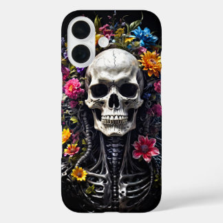Flowered skull on black cover