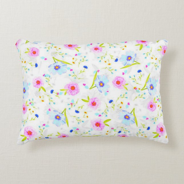 Flowered throw pillow. decorative cushion (Front)