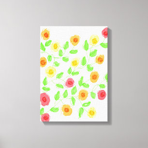 Flowered Wall Art With Reds And Orange