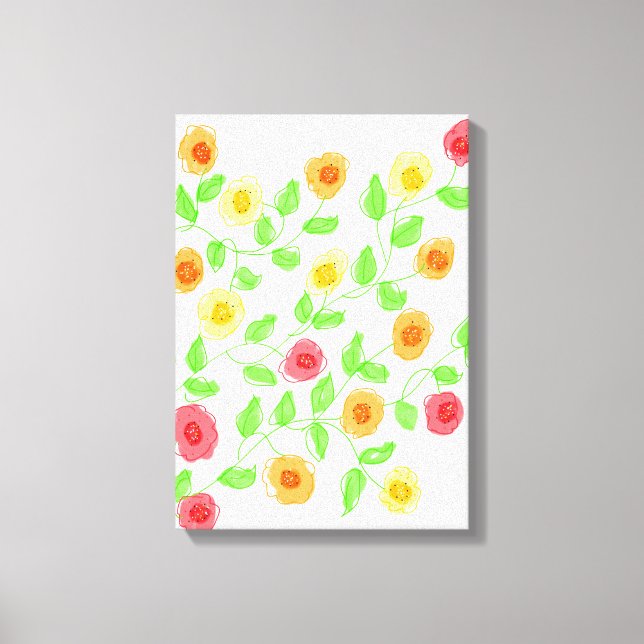 Flowered Wall Art With Reds And Orange (Front)