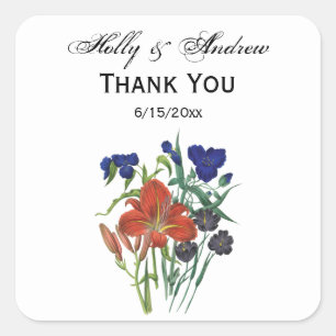 FlowereFlowers - NavyBlue - TRANS - Fl8878 - 024 Square Sticker