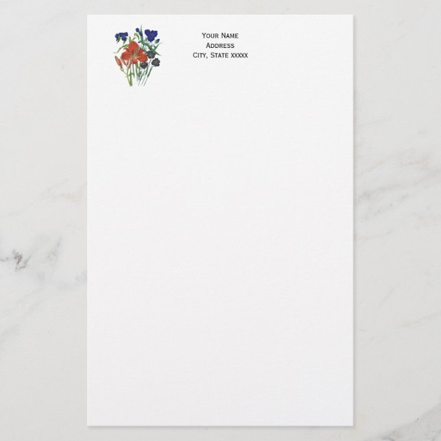 FlowereFlowers - NavyBlue - TRANS - Fl8878 - 024 Stationery (Front)