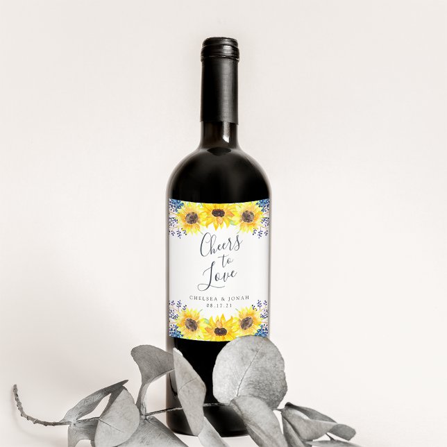 Flowerfields "Cheers to Love" Personalised Wedding Wine Label (Creator Uploaded)