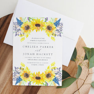 Flowerfields Watercolor Sunflower Wedding Invitation