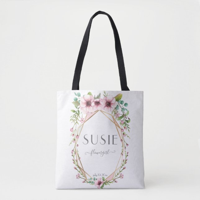 Flowergirl Pink Anemone Flowers Tote Bag (Front)
