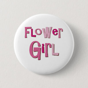 FlowerGirl Pink Brown 6 Cm Round Badge