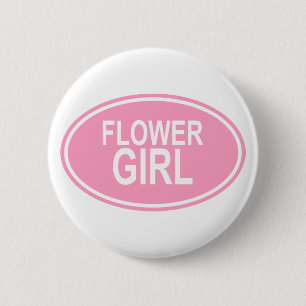 FlowerGirlWedding Oval Pink 6 Cm Round Badge