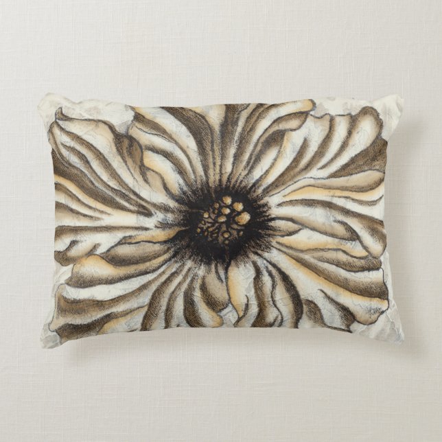 Flowerhead Fresco on Tan Background Decorative Cushion (Front)