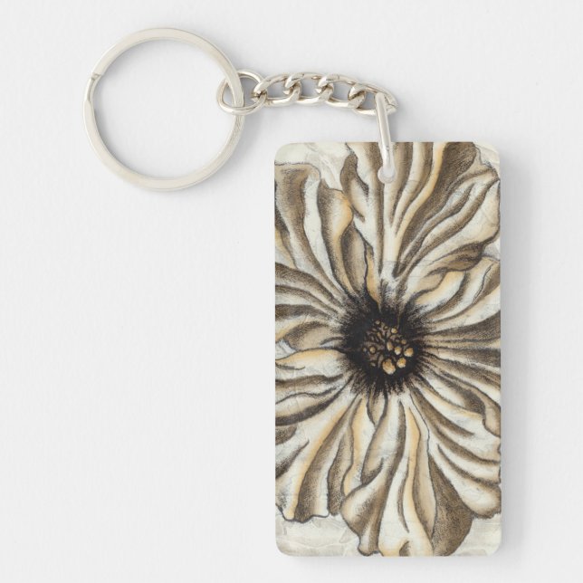 Flowerhead Fresco on Tan Background Key Ring (Front)