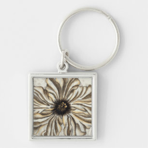 Flowerhead Fresco on Tan Background Key Ring