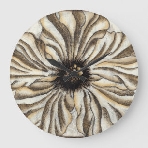 Flowerhead Fresco on Tan Background Large Clock