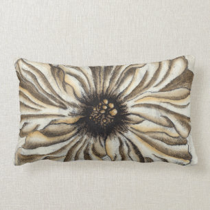 Flowerhead Fresco on Tan Background Lumbar Cushion