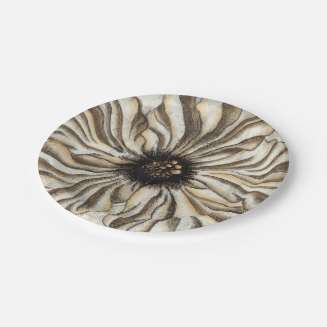 Flowerhead Fresco on Tan Background Paper Plate (Angled)