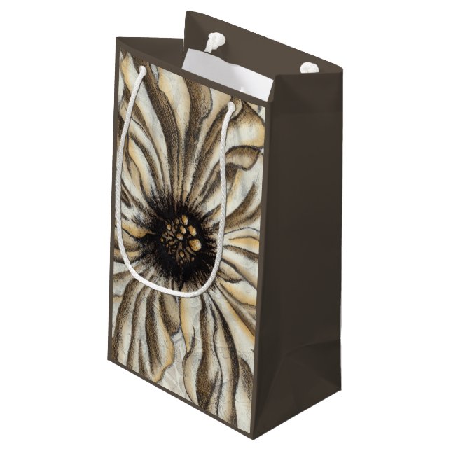 Flowerhead Fresco on Tan Background Small Gift Bag (Back Angled)