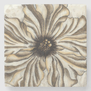 Flowerhead Fresco on Tan Background Stone Coaster
