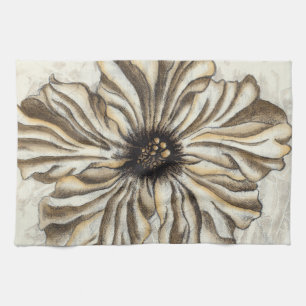 Flowerhead Fresco on Tan Background Tea Towel