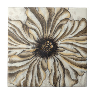 Flowerhead Fresco on Tan Background Tile