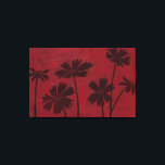 Flowerhead Silhouettes on Crimson Background Canvas Print<br><div class="desc">Flowerhead silhouettes are set against a crimson background in this contemporary botanical painting. The deep red of the backdrop serves as a great accent for the floral shadows depicted in this piece.</div>