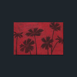 Flowerhead Silhouettes on Crimson Background Canvas Print<br><div class="desc">Flowerhead silhouettes are set against a crimson background in this contemporary botanical painting. The deep red of the backdrop serves as a great accent for the floral shadows depicted in this piece.</div>