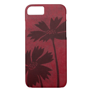 Flowerhead Silhouettes on Crimson Background iPhone 8/7 Case