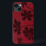 Flowerhead Silhouettes on Crimson Background iPhone 13 Case<br><div class="desc">Flowerhead silhouettes are set against a crimson background in this contemporary botanical painting. The deep red of the backdrop serves as a great accent for the floral shadows depicted in this piece.</div>