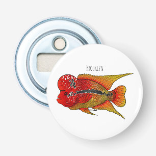 Flowerhorn cichlid fish cartoon illustration bottle opener