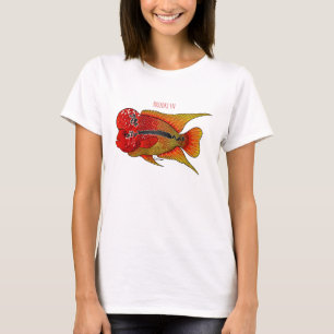 Flowerhorn cichlid fish cartoon illustration T-Shirt