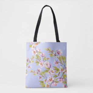 Flowering Apple Cherry Watercolor Pattern Tote Bag