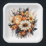 Flowering Bouquet Paper Plate<br><div class="desc">A Beautiful Paper Plate Of A Fall Floral Bouquet Of Orange,  Yellow And White Flowers For Any Occasion</div>