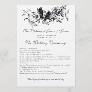 Flowering Branch Vintage Love Bird Wedding Program Programme