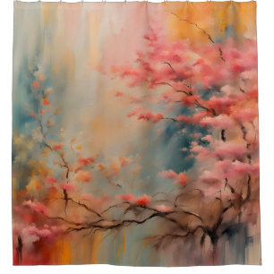 Flowering Branch Wabi Sabi in Pink and Orange Shower Curtain