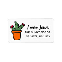 Flowering Cactus Illustration Art Green Red Orange